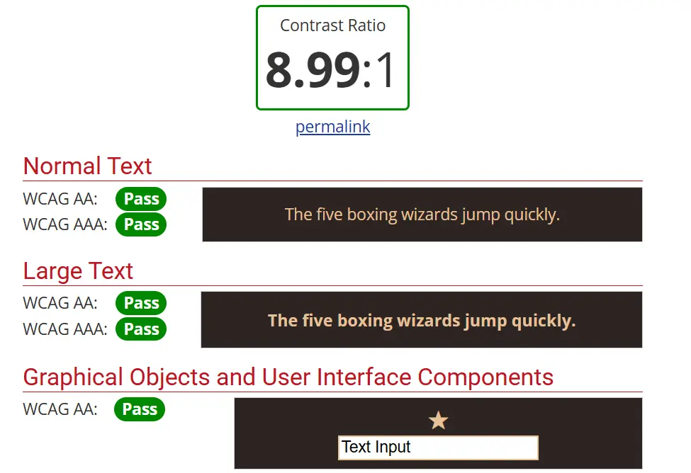 Comparação entre combinações de cores com contraste adequado e inadequado.