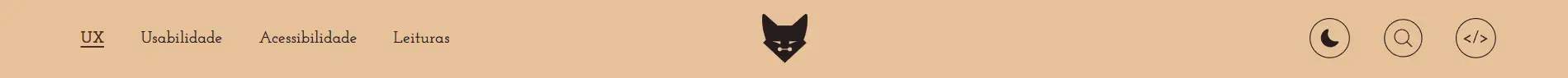 Header com os links "UX", "Usabilidade" e "Acessibilidade".