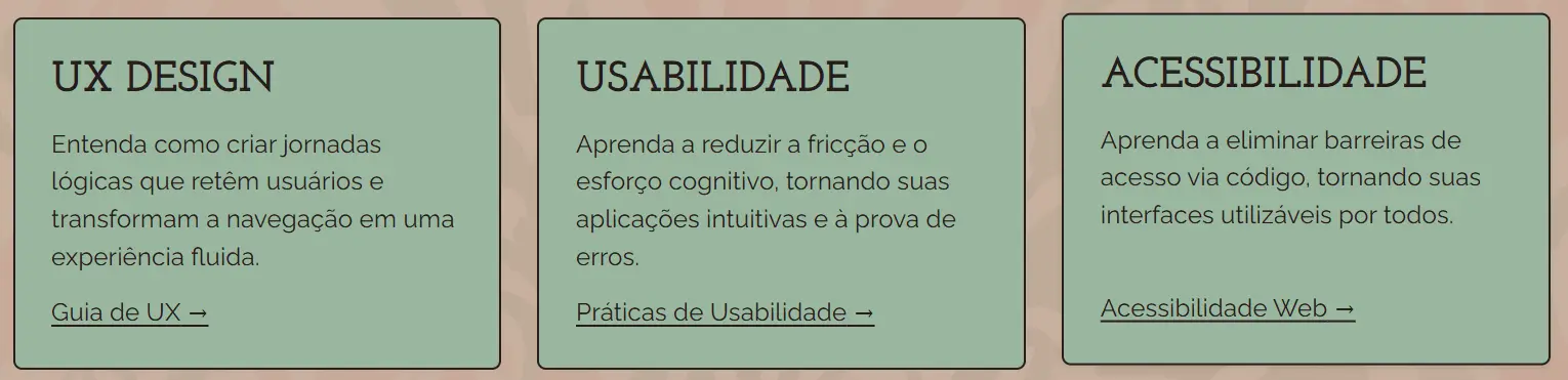 Seção de Leituras Recomendadas com cards de conteúdo.
